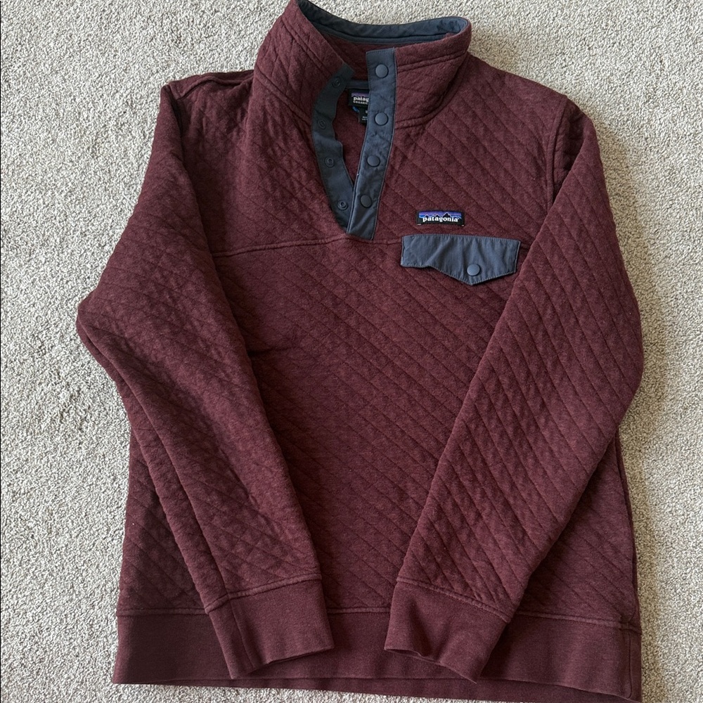 Patagonia Men's Quilted Snap-T Pullover - Wine/Burgundy with Charcoal Accents
